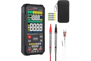 DUBEUYEW Multimètre Numérique à Plage Automatique avec 6000 Compteurs, True RMS Mini Multimètre Mesure de Courant Continuité Tension Résistance Température Voltmètre Testeur avec Écran Couleur