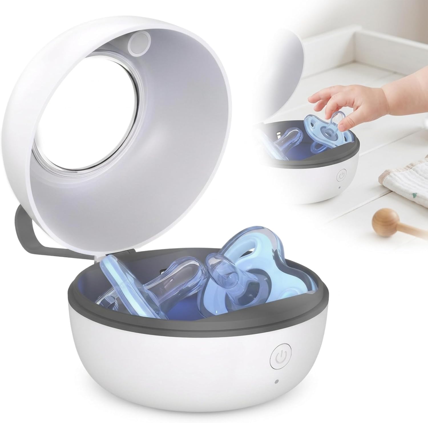 Portable UV Dummy Steriliser Box, Baby Pacifier Sanitiser 99.99% Sterilisation in 3 Minutes USB Type-C Rechargeable Travel for Dummies, Dentures, Braces Small Items for On-The-Go