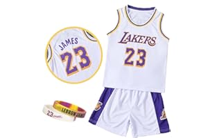 CLZWFZ Basketball Jersey Kit Bambini #23 Fans Jersey Maglietta Felpa Ragazzo Senza Maniche Ragazzi Gilet da Basket Top e Pantaloncini Sportivi Set Tuta