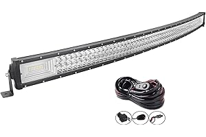 AUXTINGS 50 Pulgadas 648W LED Barra de luz 7D Lente Spot Inundación 3 Filas LED Luz de Conducción con el Kit de arnés de cableado para Fuera del Camino Vehículo Todoterreno 4x4 tracción,CC 12V 24V