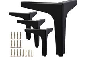 La Vane 6 Inch / 15cm Metal Furniture Legs, Set of 4 - Modern Diamond Triangle Black DIY Replacement Feet for Cabinet, Sofa, Table, Ottoman Makeover