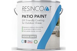 Resincoat - Outdoor Patio Paint, UV-Resistant Concrete Paint, Matte Finish Concrete Floor Paint, Patio Paint for Slabs, Flags and More, No Hardener or Activator Required, Goose Grey Paint, 5KG
