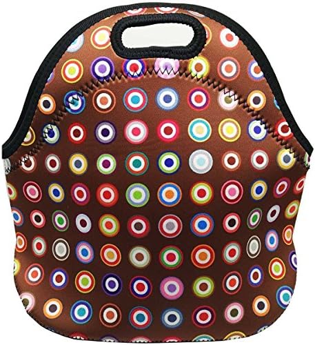 Eurshine Neoprene Lunch Bag Tote Cooler Bag Insulated Thermal For School Travel Outdoor (Colorful Dot)