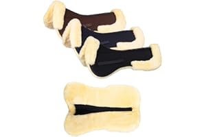 Equinate Coussin de selle en peau de mouton véritable avec espace de colonne vertébrale - Taille L - Marron naturel - Pour cheval - 17,5" - 18"