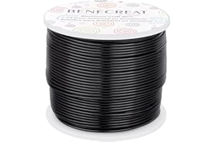 BENECREAT 68m 1.5mm Filo di Alluminio Nero Filo per Gioielli Filo Metallico per Fabbricazione Artigianale per Filo artigianale Calibro 15