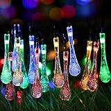 GDEALER Solar Outdoor Lichterkette 6 Meter 30 LEDs Wassertropfen Solarbetrieben Lichterkette Wasserfest Weihnachten Dekoration für Garten, Terrasse, Hof, Haus, Weihnachtsbaum, Feiern – RGB - 6