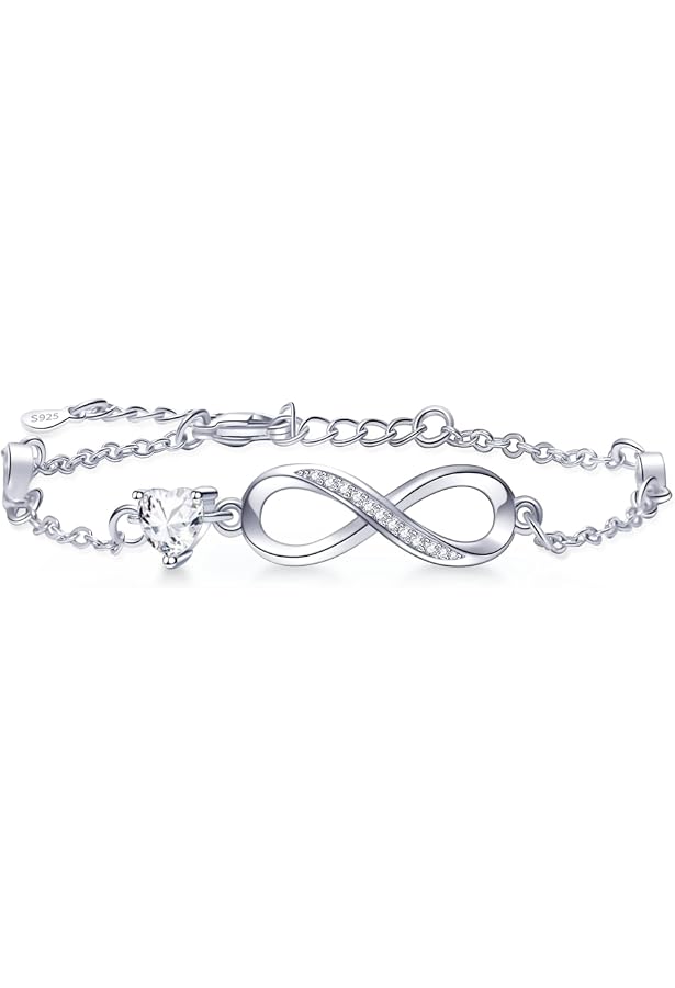 Cosie Lily Bracelet Pour Femme En Argent Sterling 925, En Forme De Cœur, Pour La Saint Valentin Ou Anniversaire, Medio, Argent Sterling, Zircon Cubique
