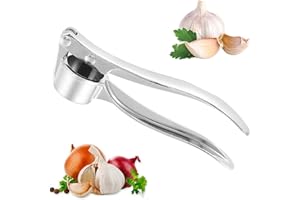 ZUKHRUF Stainless Steel Garlic Press, Mincer Ginger Crusher Easy-Squeeze Ergonomic Handle, Heavy Duty Stainless Steel Garlic Presser Dishwasher Safe Easy to Clean