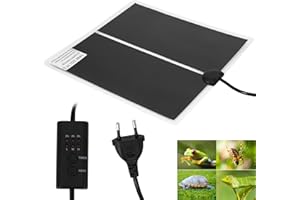 ALLOMN Alfombrilla Térmica para Reptiles, AlmohadillaTérmica Ajustable para Reptiles Termostato con Temporizador de Control de Temperatura para Mascotas, Tortugas, Serpientes, Lagartos (14W 28x28cm)