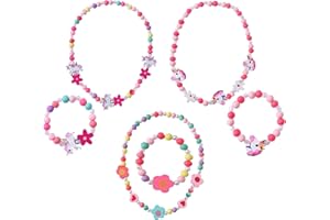 Mecctuck Braccialetti Amicizia Bambini, Bracciale Bambina Braccialetto Unicorno, Principessa Perline in Legno Collana Braccialetti, Set di Gioielli in Legno, per Bambina Princess Regalo Festa
