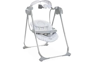 Chicco Polly Swing Up Altalena Elettrica Neonato da 0 Mesi a 9 Kg, Sdraietta Regolabile e Dondolo Automatico, con Vibrazione, Giochi Pendenti, Musiche e Telecomando, Chiusura Compatta, Leaf, Grigio