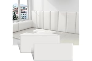 Windplusya Kid's Anti Collision Wall Padding, Padded Wall Panels, 3D Wall Stickers Self Adhesive Headboard Panels, Tatami Wall Stickers for Bedrooms,Children's Room Dance Club, Nursery. (White, 2)