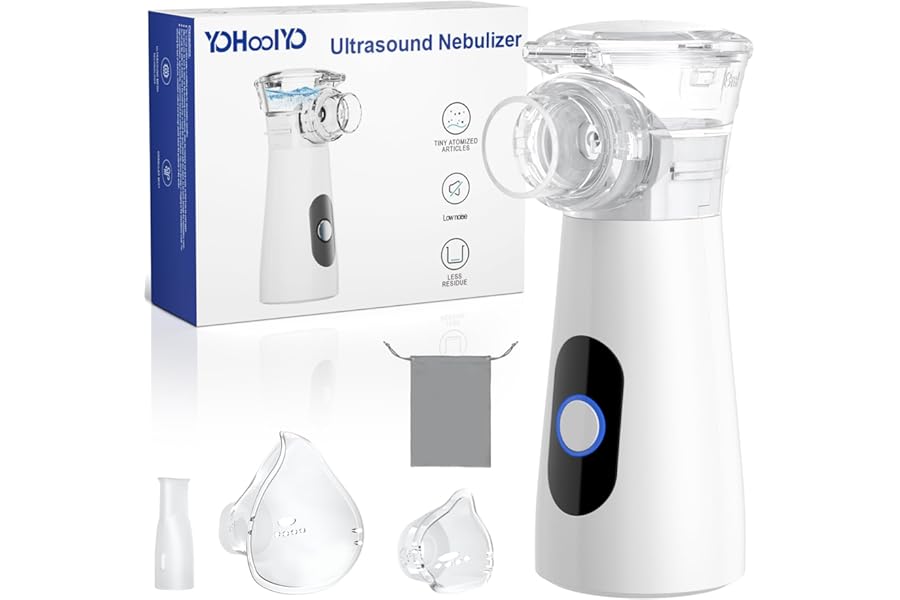 YOHOOLYO 26dB Silent Portable Aerosol 2 Modes USB-C Charging with Self-Cleaning Function Includes 2 Masks and Snorkel for Adults and Children, Lightweight, Ideal for Travel and Home Use