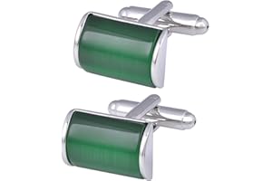 Jonwo Gemelli rettangolari verde occhio di gatto pietra per uomo in confezione regalo uomo camicia da sposa camicia da ballo francese festa anniversario abito