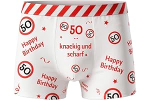 WenmthG Geburtstag Geschenke für Männer - Geburtstag Boxershorts rot-weißes Design mit Verkehrsschildern und Lustige Sprüche - Witzige Geschenke für Mann