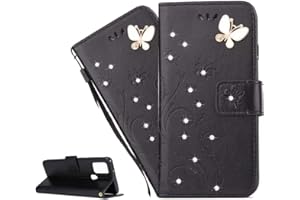 LEMAXELERS Galaxy S10e Hülle,Für Samsung Galaxy S10e Handyhülle Glitzer Diamant Schmetterling Blumen Prägung Flip Case PU Leder Cover Magnet Schutzhülle Handytasche für Samsung Galaxy S10e,GH Black