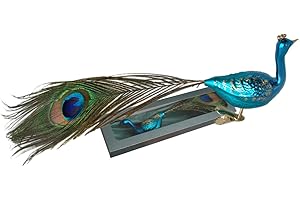 Krebs Glas Lauscha paw z piórami na klipsie