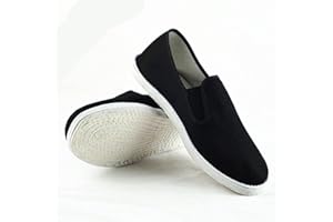 HUMINGG Kung fu shoes Cotton Sole Mens Kung Fu Closed Toe Slip On Shoes Black Cotton Shoes Vintage Chinese Kung Fu Shoes Wing Chun Tai Chi