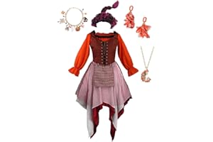 Yanny Weiblich Winifred Sanderson Kostüm Mary Sarah Sanderson Cosplay Perücke Ohrringe Halskette Kleid Zubehör für Halloween