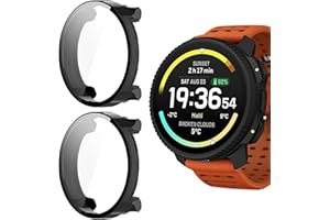 GIOPUEY Cover Compatibile con SUUNTO Vertical 2, [2 Pezzi] Pellicola Protettiva Vetro + Cornice in Plastica Rigida Custodia - Black+Black