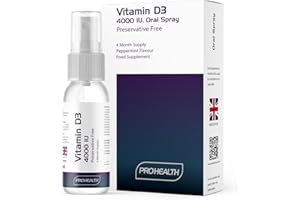 ProHealth Preservative-Free Vitamin D3 Spray - Max Strength 4,000 IU, 4-Month Supply, Sugar-Free, All-Natural, Made in The UK