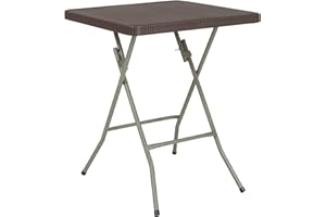 Flash Furniture Klapptisch aus Rattan, quadratisch, 4 m, Braun