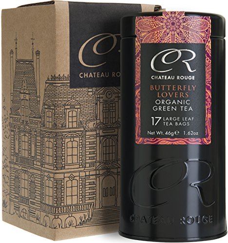 Chateau Rouge - Butterfly Lovers, Organic Large Leaf Green Tea, 17 Tea Bags Tin