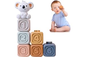 Lixiin 7 Pezzi Giocattoli Impilabili, Gioco Neonato 6-9 Mesi, Montessori Giochi Dentizione Neonato 6 Mesi, Torre di Impilamento, Giocattolo Natale Regalo per 6 12 18 Mesi (TT546)