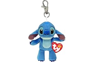 TY - Beanie Babies Clip - Schlüsselring aus weichem Plüsch - Stitch - Kollektion Disney Lilo & Stitch - 12 cm - T34013