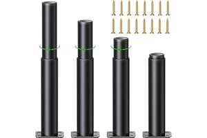 JOLIGAEA 4 Pezzi Piedini per Mobili Regolabili, 18cm Gamba per Mobili, Altezza Regolabile 0-150mm, Caricabile Fino a 800 kg, Gambe Tavolo in Metallo, Piedini per Armadietto Divano Letto, Nero