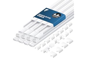shinfly 4,8 m Cache Cable – Goulotte Passe Cable pour Câbles électriques, Goulotte Electrique, Passe Cable Mural – Cache Fil Electrique pour TV – Blanc 25 mm x 13 mm