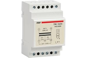 VEMER VN318200 TMC 24/24 - Transformador de Electricidad de Carril DIN para Servicio Continuo, 230V/12-24V, Potencia 24VA, Blanco
