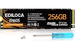 Ediloca EN605 256GB M.2 SSD, NVMe1.3 PCIe Gen3 x4 SSD Unità a stato solido interne, M.2 2280 - Velocità di lettura/scrittura fino a 2150/1300 MB/s - SSD interno compatibile con laptop e PC desktop