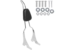 XTEVU Sissy Bar Amovible Avec Dossier Compatible Avec Harley Davidson Sportster XL883C/XL883R/XL1200C/XL1200S 2004-2014 Coussin De Dossier De Moto(Couleur de chromage)