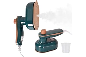 Colexy Défroisseur Voyage pour Vêtements, Mini Fer à Repasser Portable, Défroisseur à Main Rotatif à 180°, Anti-Goutte, Rapide Chauffe pour Voyage, Maison et Bureau (Vert)