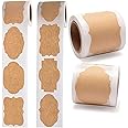 300 x 2 Gift Tag Labels, 5 cm x 3 cm Self-Adhesive Present Stickers, Natural Kraft Label Stickers, Removable Food Labels, Self-Adhesive Blank Labels for Gifts Glass Bottles Container