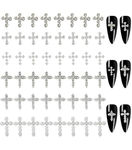 30 Stück 3D Kreuz Nagel Charms Mit Strass & Perle – DIY Nail Art Für Tolle Nägel!