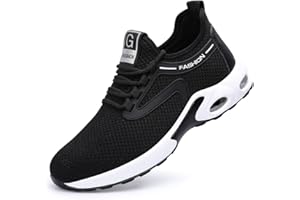 UOQC Veiligheidsschoenen voor heren, licht, dames, werkschoenen, ademend, comfortabel, schoenen met antislip stalen neus, stoot- en steekbestendig, beschermende schoenen, Oranje, 43 EU