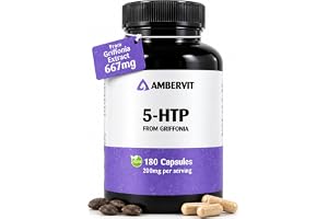 5-HTP Kapslar Hög Dos – 200 mg per Dag, Griffonia Simplicifolia Extrakt | 180 Veganska Kapslar | 90 Dagars Förbrukning | 30% Standardiserat Extrakt | Utan Onödiga Tillsatser