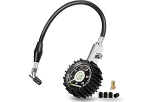 ATSAFEPRO Misuratore di pneumatici a bassa pressione da 30 PSI, calibro meccanico da 2,5" con tubo flessibile e mandrino angolato, misuratore di pressione dell'aria analogico