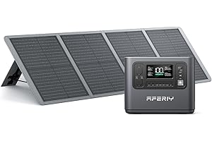 AFERIY - Generador Eléctrico Portátil De 1200 W Con Panel Solar De 100 W, 960 Wh Baterías LiFePO4, Salidas AC 220 V-240 V, Panel Solar Plegable Con Puertos USB, IP65, Para Camping/Casa/Hogar