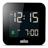 Braun Dijital seyahat &ccedil;alar saati, erteleme fonksiyonlu, kompakt boyut, negatif LCD ekran, hızlı ayarlama fonksiyonu, siyah C