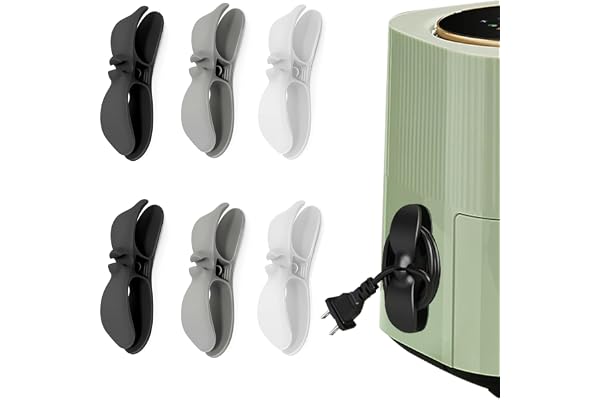 6 stycken kabeluppdragare kabelsamlare för enheter kabelarrangör för kök nätkabel organisering kabelhållare kabelorganisatör kabelhållare självhäftande kabelarrangör för köksmaskiner grå/svart