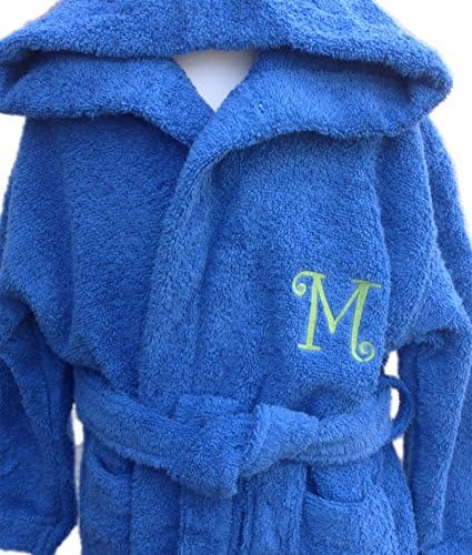 Blue terry towelling bathrobe - children's personalised bathrobe - crab design - 100% cotton
