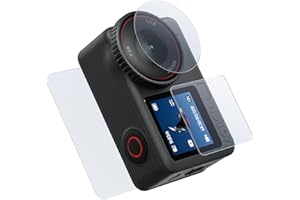 TELESIN Displayschutzfolie für DJI Osmo Action 6 (1 Sets), Objektiv-/Vorder-/Rück-/Bildschirmschutz aus gehärtetem Glas für DJI Osmo Action 6 Zubehör, fingerabdruckabweisend, blasenfrei (3 Stück)