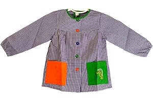 PLUS HOME Bata Escolar DE Cuadros Manga Larga,75% Poliester 25% ALGODÓN,6 Colores Y 6 Tallas DE 2-8 AÑOS