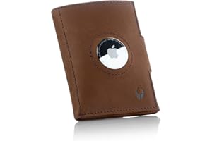 DONBOLSO Cartera airtag para Hombre con Compartimento Apple AirTag, Estuche para Tarjetas de crédito de Cuero Genuino, Airwallet para Hombres (marrón Vintage)