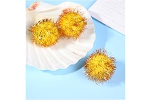 GreatRise 4cm Pompons mit Glitzer Rund Pompon Pom Pom Pailletten Bälle Weihnachten Pom Pom Kunstfell Bomme Fellbommel Kunstfell Bommel für Lustige DIY Kreative Handwerk Gelb 20 Stück