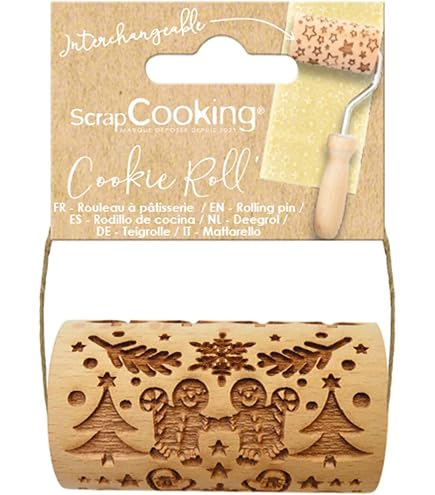 Rouleau à Pâtisserie Gravé Sur Le Thème De La Nativité - 35 Cm, En Bois, Pour Biscuits De Noël