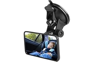 Kamanan Espejo Retrovisor para Automóvil, Espejo Interior Universal para Automóvil con Ventosa Rotación de 360 ​​​​Grados Gran Angular Ajustable para Automóviles, SUV, Camiones (120 x 60mm)